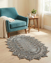 Woven Seaside Jute Collection Area Rug - Coastalhaven (Gray) Oval Gray  lifestyle 24