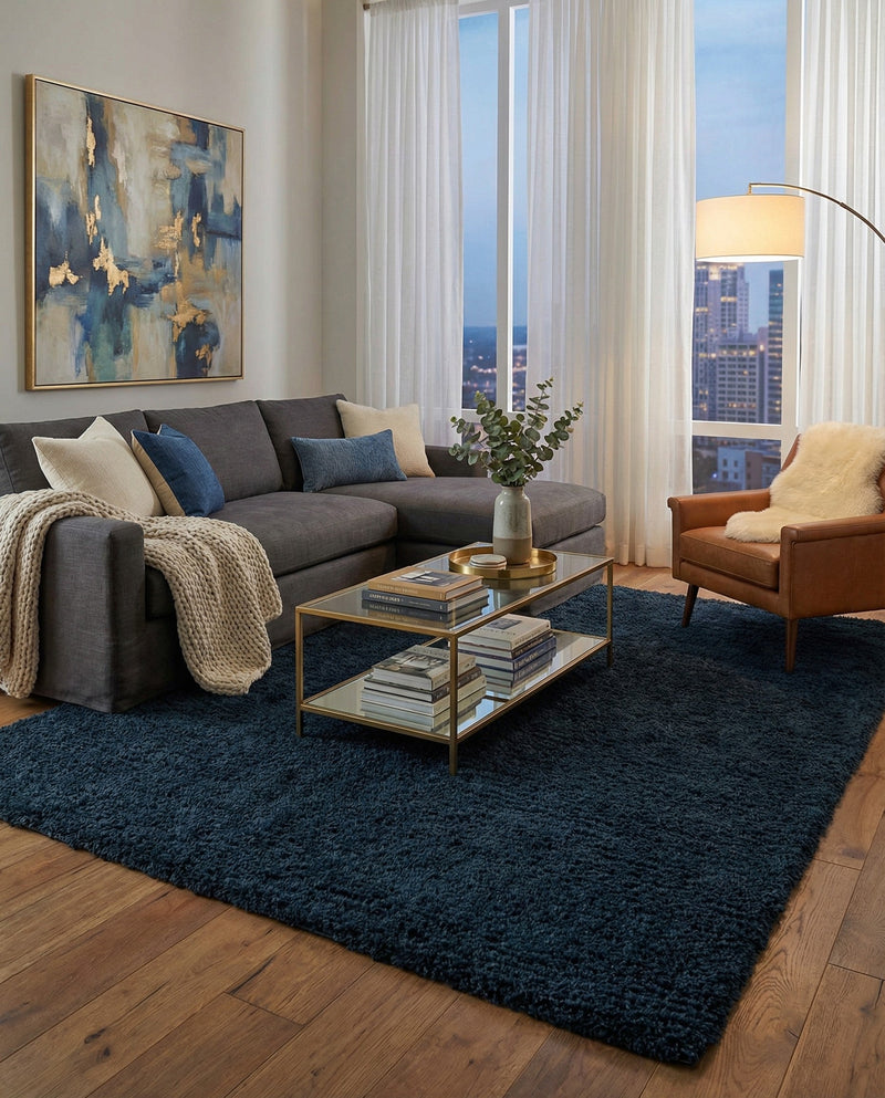 Eternal Plush Oasis Collection Area Rug -  Tranquility (Cobalt) Rectangle Cobalt  lifestyle 4