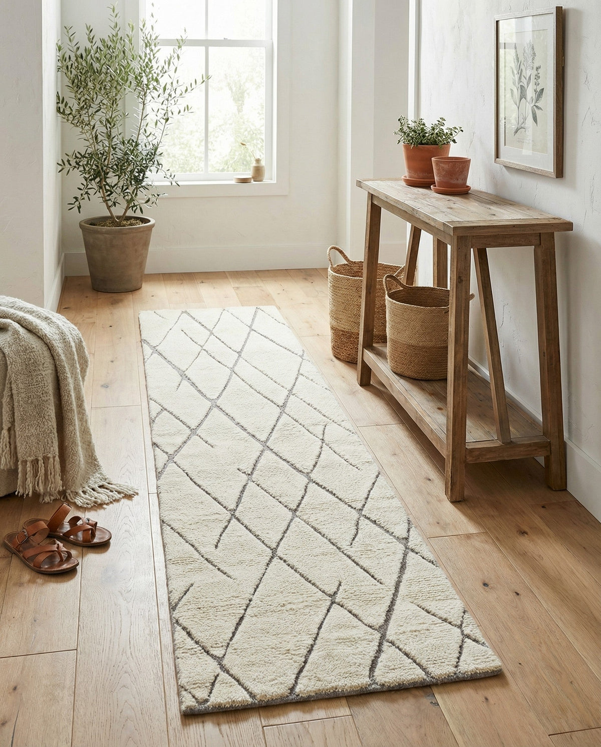 Sahara Berber Wool Collection Area Rug - Marrakesh Runner Pure Ivory  lifestyle 115