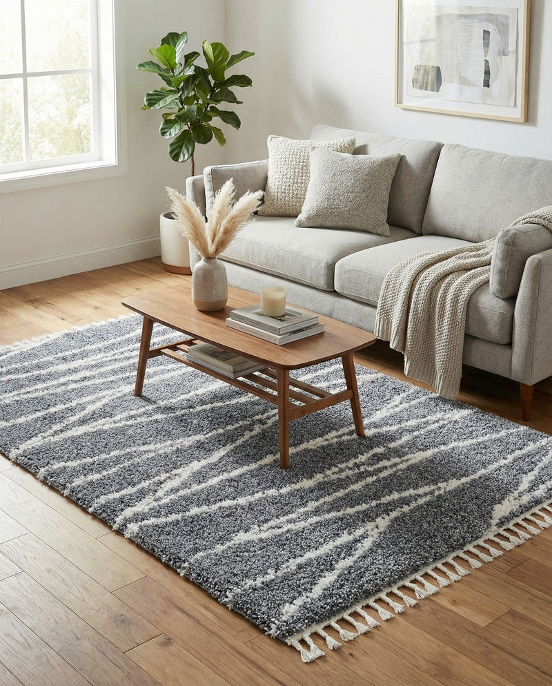 Tranquil Tides Shag Collection Area Rug -  Frost Rectangle Gray  lifestyle 8