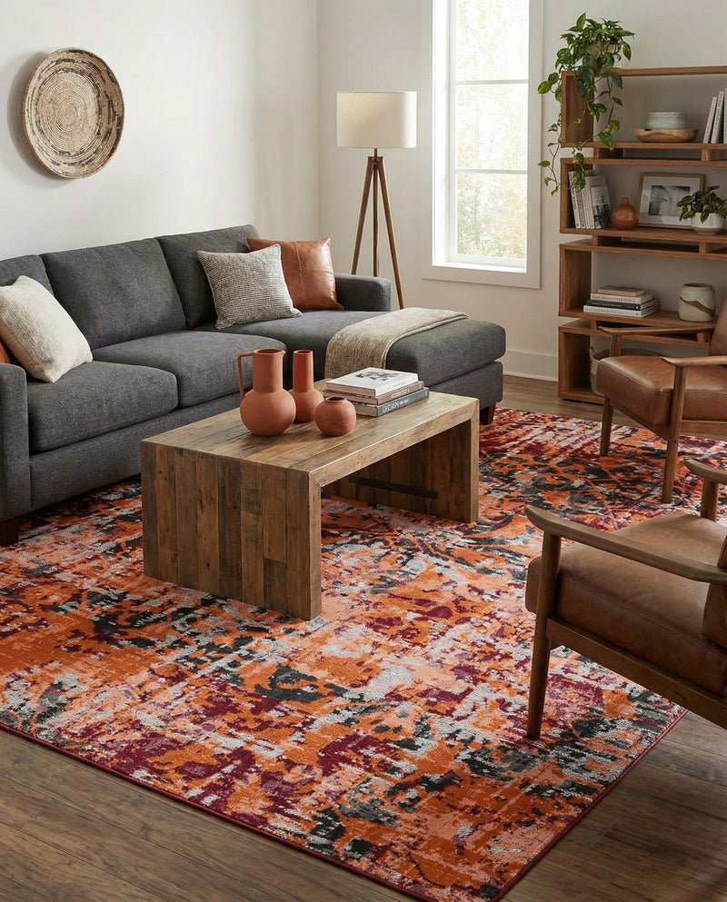 Geneva Terrace Collection Area Rug -  Morges Rectangle Rust Red  lifestyle 23