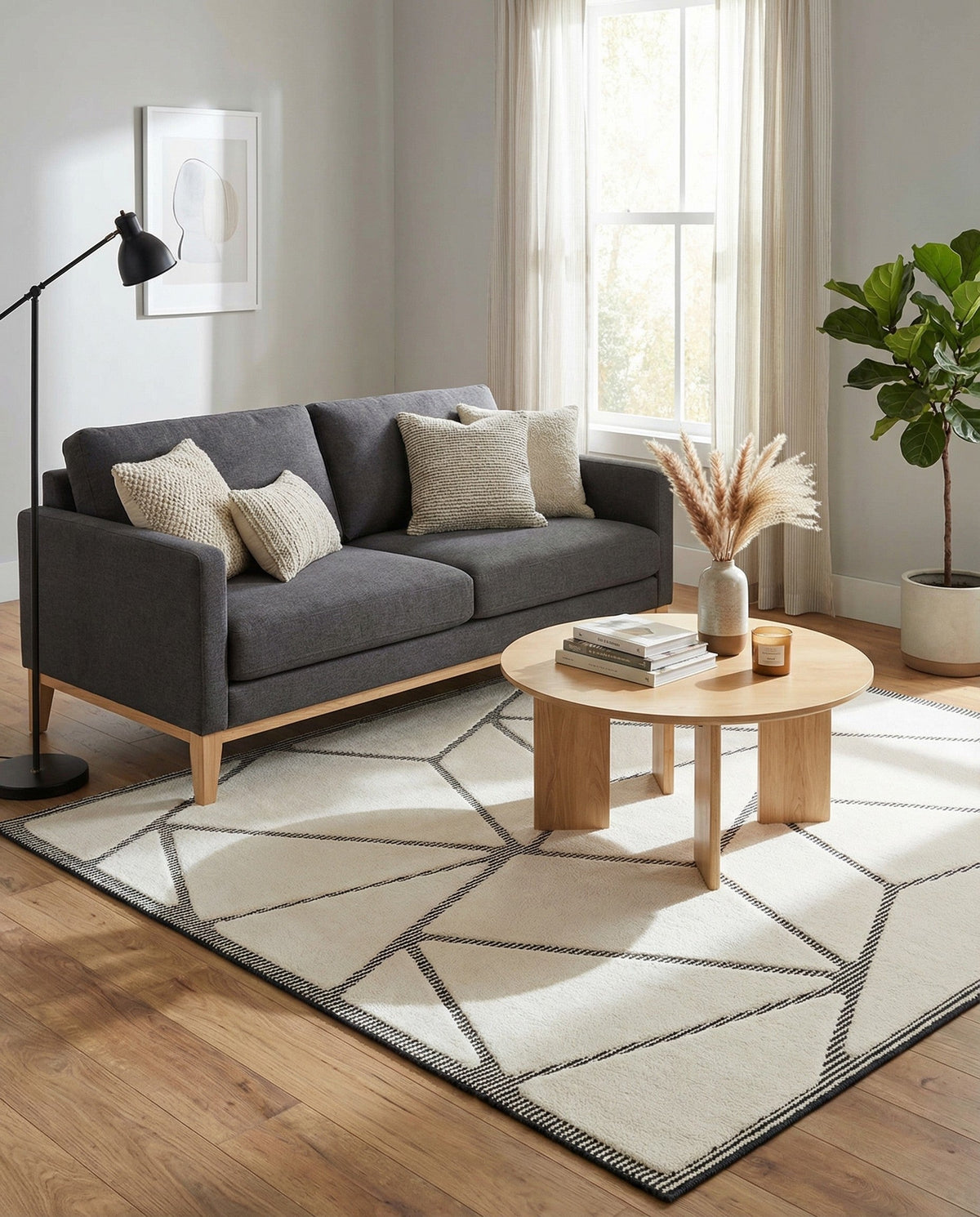 Monochrome Collection Area Rug -  Onyx Square Ivory White  lifestyle 107