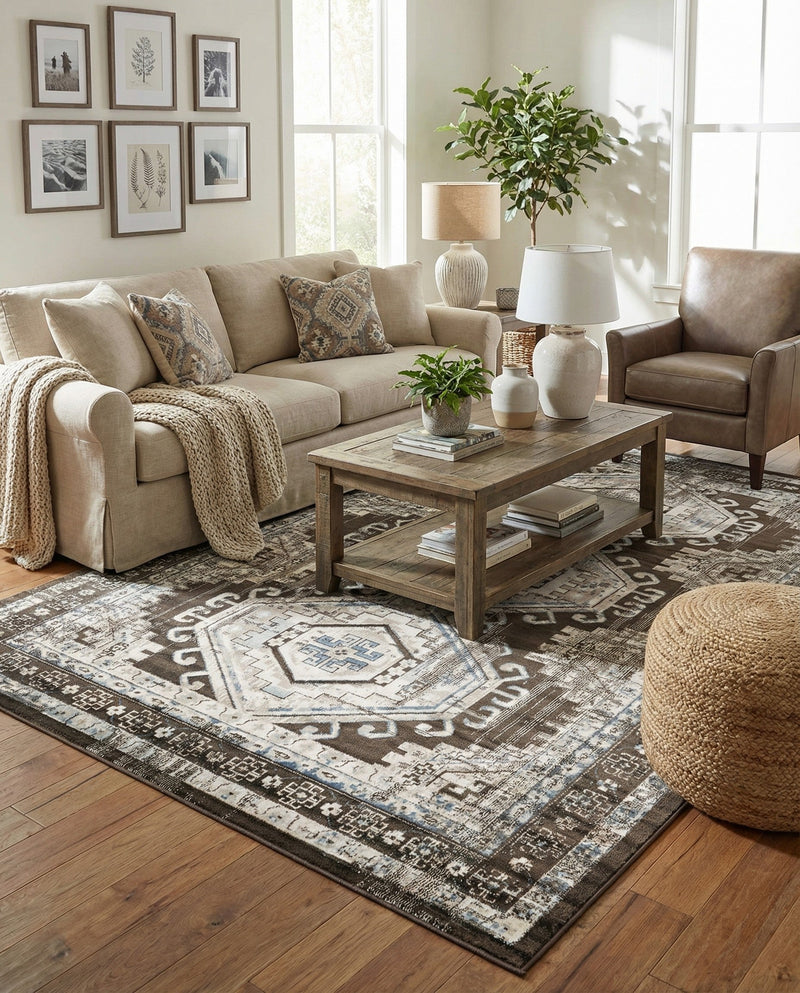 Savannah Elegance Collection Area Rug -  Tybee (Gray) Rectangle Gray  lifestyle 6