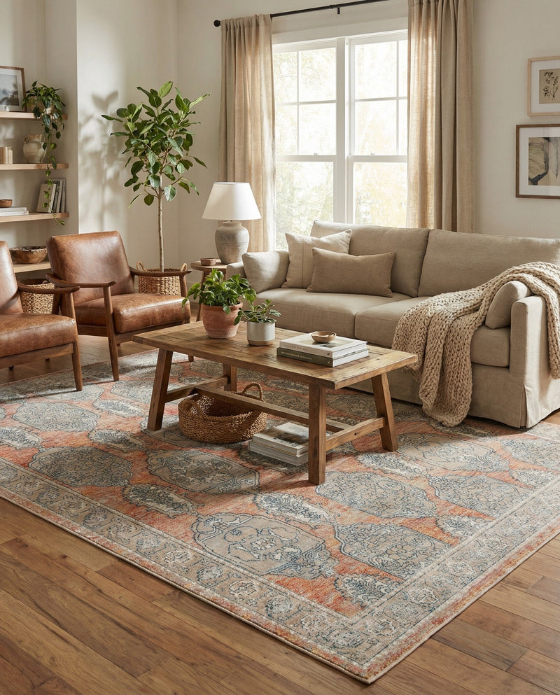 Seville Stripes Collection Area Rug -  Granada (Brick Red) Rectangle Brick Red  lifestyle 6