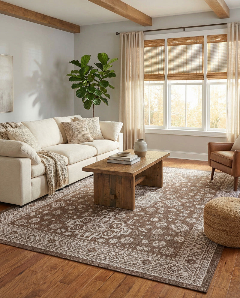 Tribal Terrace Treasures Collection Area Rug -  Incan Isle (Brown) Rectangle Brown  lifestyle 4