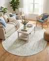 Marrakesh Lattice Collection Area Rug - Casablanca (Ivory Aqua) Oval Ivory Aqua  lifestyle 39