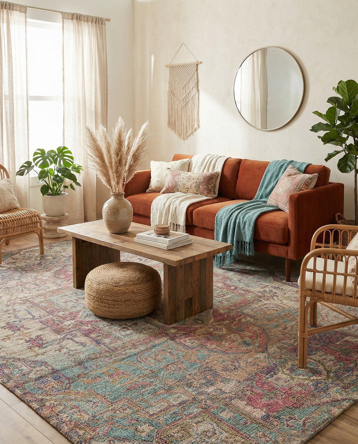 Savannah Threads Collection Area Rug -  Karoo Rectangle Antique Red and Blue  lifestyle 8
