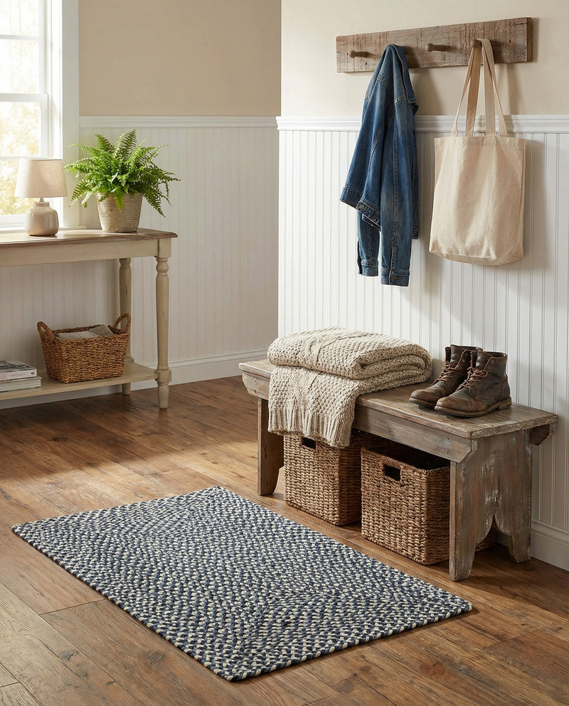 Highland Woven Jute Collection Area Rug - Glenmore (Navy Blue) Rectangle Navy Blue  lifestyle 3
