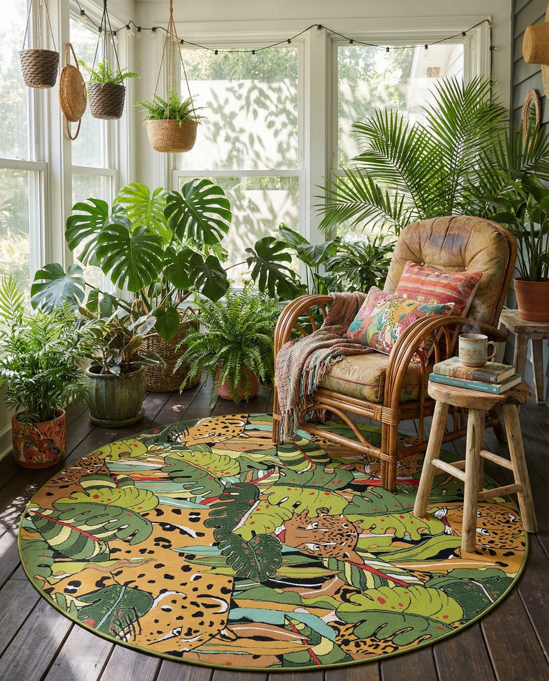 Seaside Blooms Collection Area Rug -  Sorrento Round Green  lifestyle 39