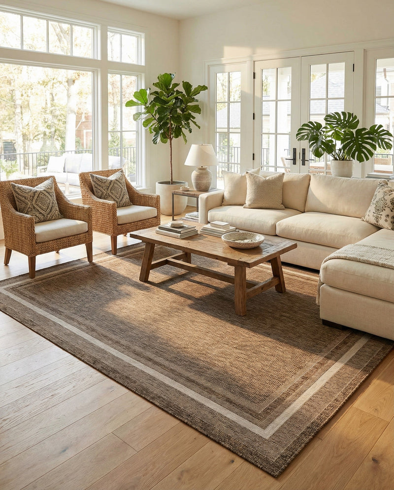 Terrace Fringe Collection Area Rug - Veranda (Brown) Rectangle Brown  lifestyle 32