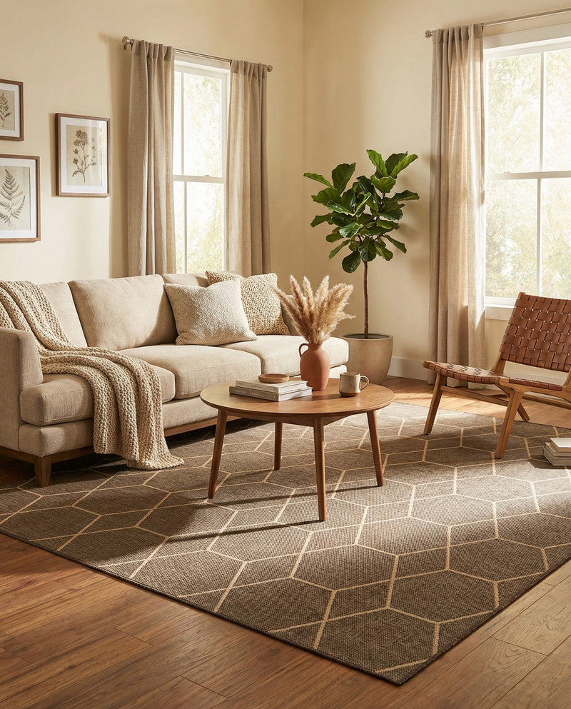 Sahara Sands Collection Area Rug -  Faiyum Rectangle Brown  lifestyle 17