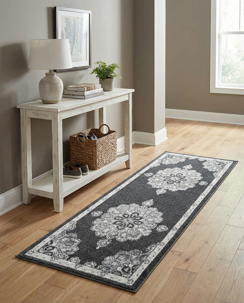 Beverly Grove Collection Area Rug - Melrose (Charcoal) Runner Charcoal  lifestyle 31