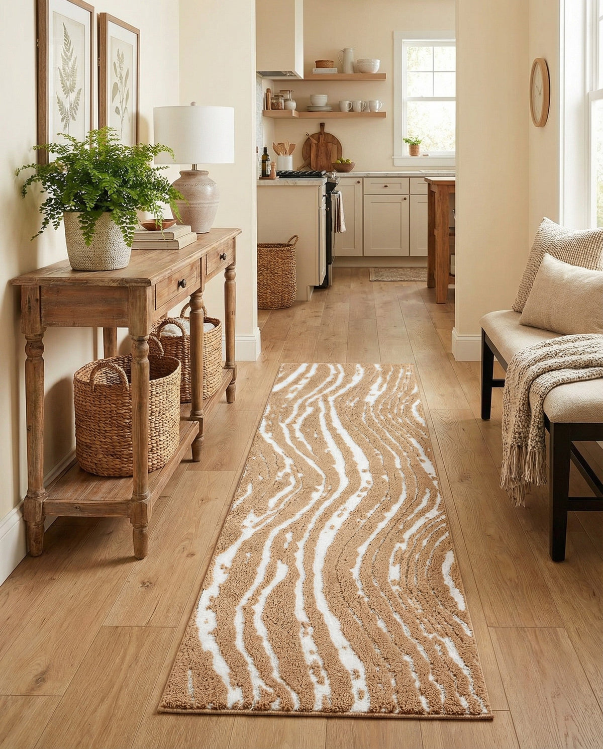 Sienna Collection Area Rug -  Garda Runner Caramel and Ivory  lifestyle 129