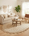 Woven Seaside Jute Collection Area Rug - Coastalhaven (Ivory) Oval Ivory  lifestyle 7