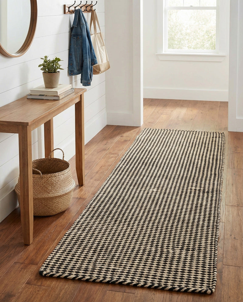 Sequoia Handwoven Jute Collection Area Rug - Aspen Runner Black and White  lifestyle 28