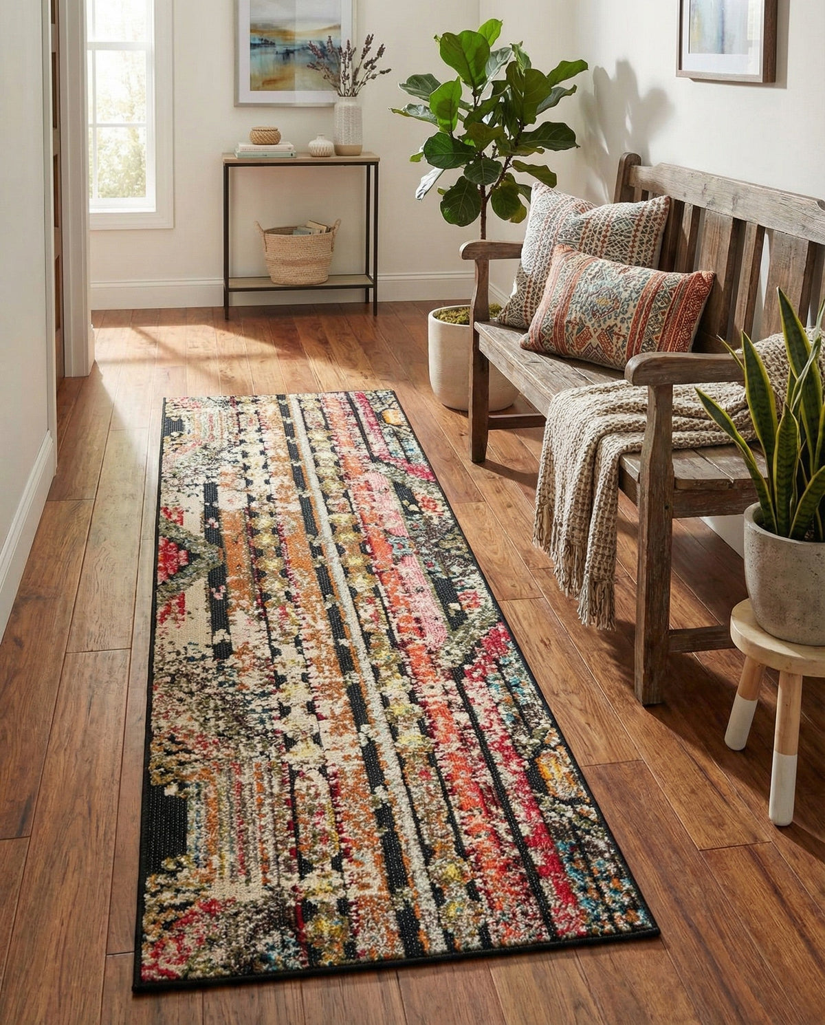 Outdoor Marrakesh Collection Area Rug -  Agadir Runner Multi Black  lifestyle 112