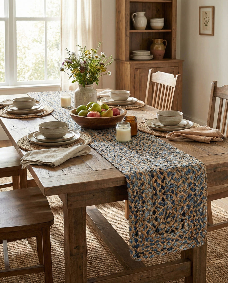 Woven Udaipur Collection Area Rug - Sahara Table Runner Natural  lifestyle 27