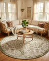 Tribal Terrace Treasures Collection Area Rug - Mayan Marina (Green) Round Green  lifestyle 75