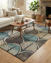Outdoor Marrakesh Collection Area Rug -  Rabat Rectangle Gray Blue Ivory  lifestyle 4