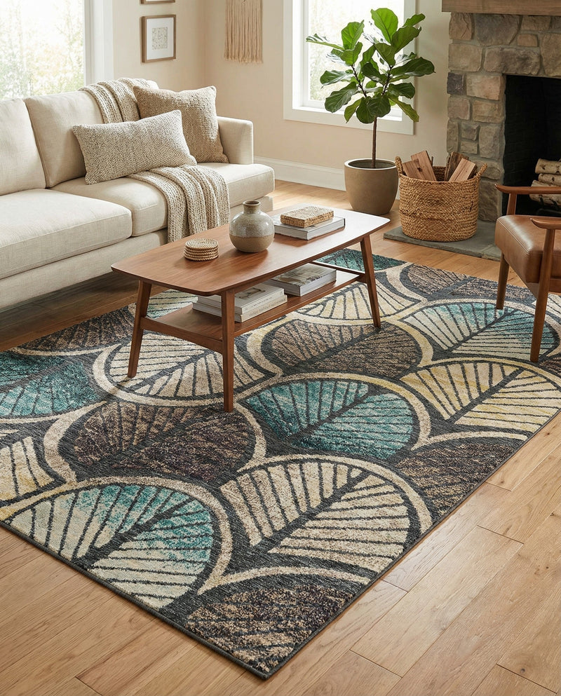 Outdoor Marrakesh Collection Area Rug -  Rabat Rectangle Gray Blue Ivory  lifestyle 4