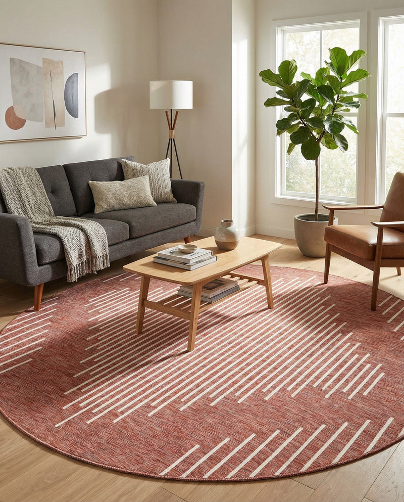 Urban Terrace Collection Area Rug -  Chelsea (Rust Red) Round Rust Red  lifestyle 18