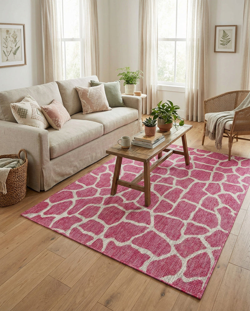 Savannah Escape Collection Area Rug -  Rainforest Rectangle Magenta  lifestyle 23