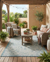 Tribal Terrace Treasures Collection Area Rug - Mayan Marina (Teal) Rectangle Teal  lifestyle 17
