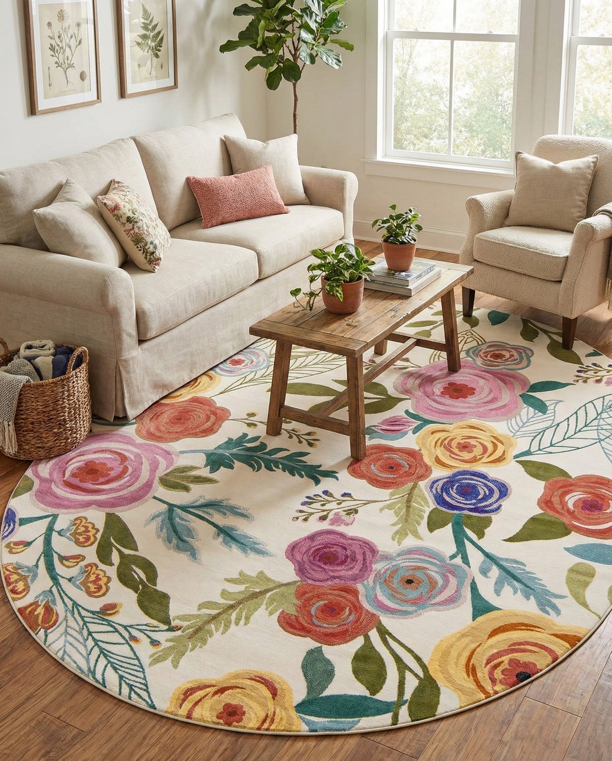 Meadow Breeze Collection Area Rug -  Petal Oval Ivory  lifestyle 127