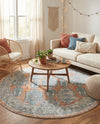 Seville Stripes Collection Area Rug -  Granada (Brick Red) Round Brick Red  lifestyle 46
