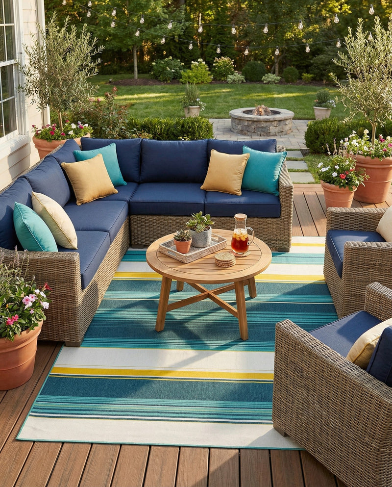 Terrace Fringe Collection Area Rug -  Veranda Rectangle Multi  lifestyle 7