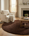 Plush Oasis Collection Area Rug - Serenity (Chocolate Brown) Round Chocolate Brown  lifestyle 55