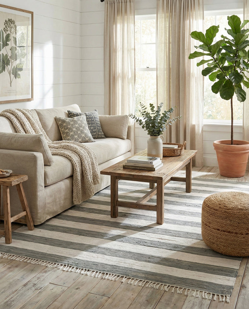 Tassel Trail Collection Area Rug - Pathway (Gray) Rectangle Gray  lifestyle 25