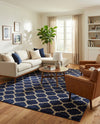 Lattice Gardens Collection Area Rug -  Bloomfield (Dark Blue) Rectangle Dark Blue  lifestyle 21