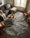 Seaside Blooms Collection Area Rug -  Evergreen (Ivory Charcoal) Round Ivory Charcoal  lifestyle 31