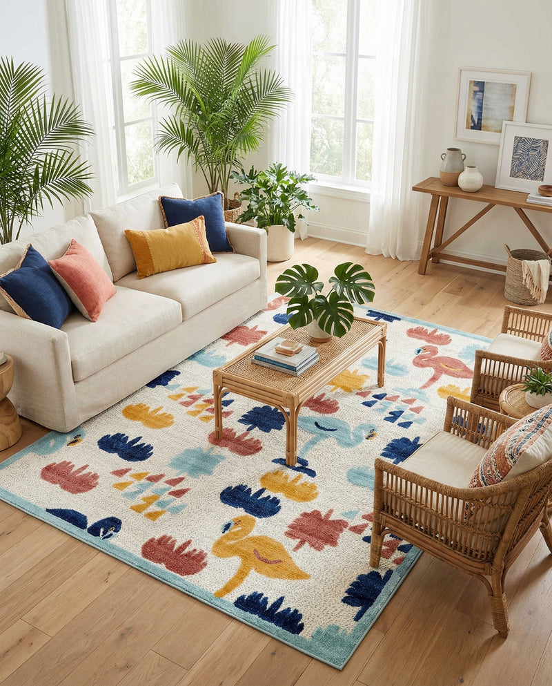 Caribbean Terrace Collection Area Rug -  StLucia Rectangle White  lifestyle 13
