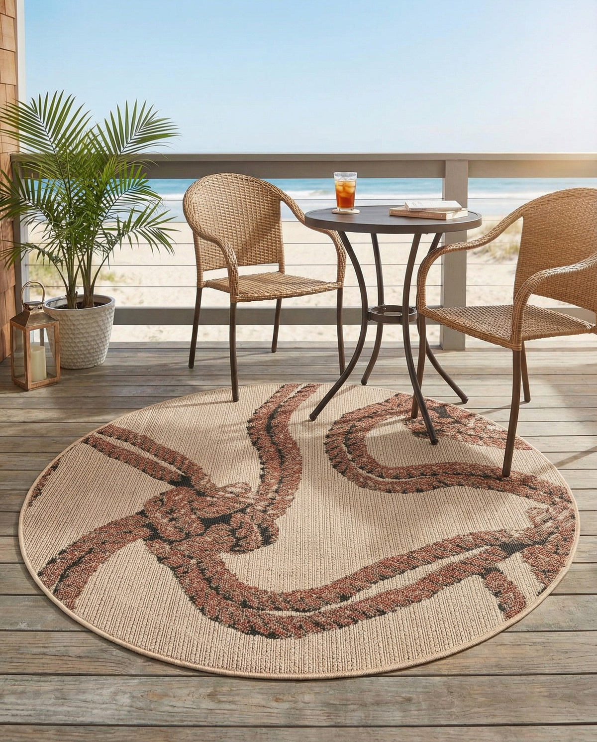 Seaside Haven Rugs Collection Area Rug -  Dunes Round Beige  lifestyle 49