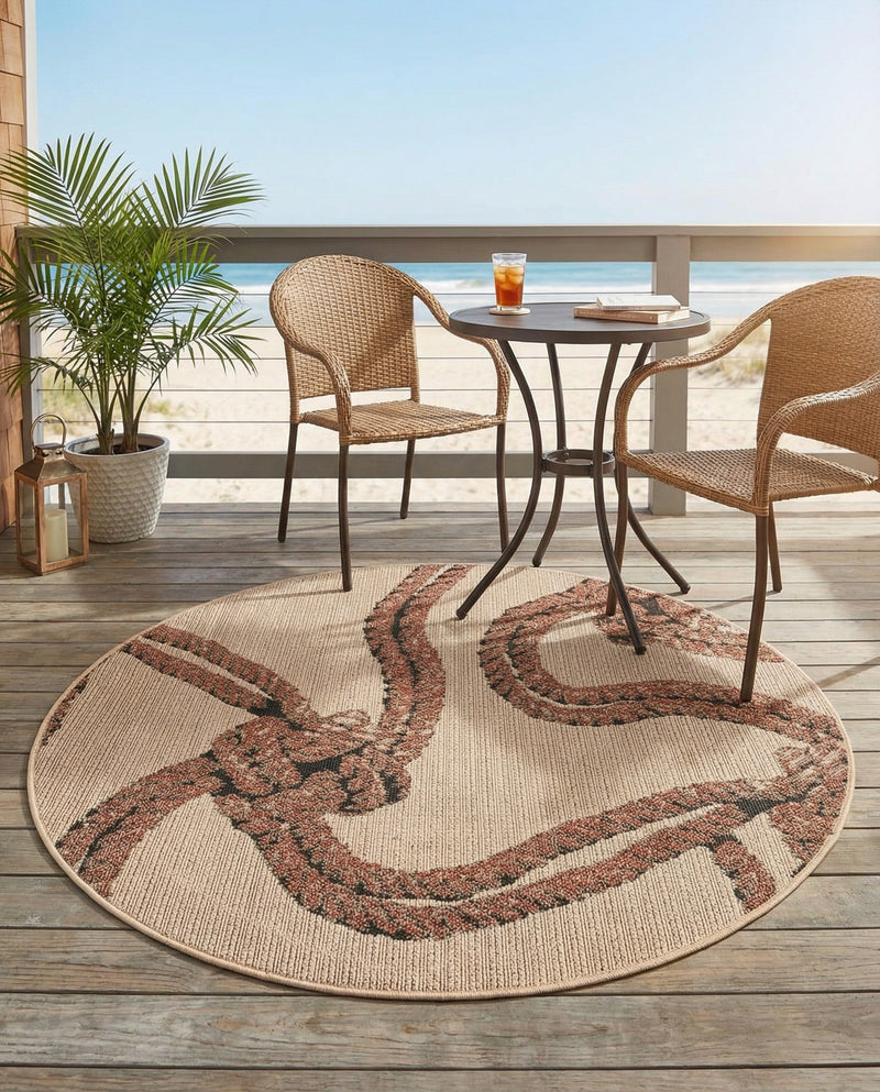 Seaside Haven Rugs Collection Area Rug -  Dunes Round Beige  lifestyle 49