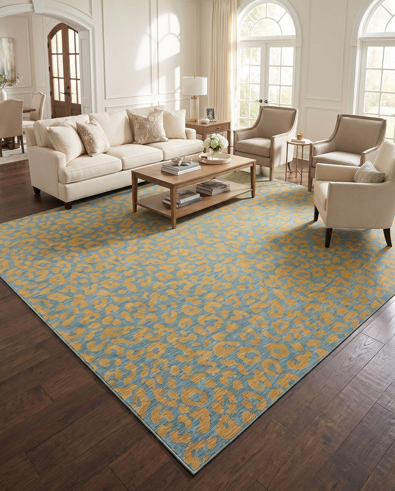 Savannah Escape Collection Area Rug -  Amazon (Blue Yellow) Square Blue Yellow  lifestyle 71