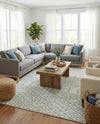 Marrakesh Lattice Collection Area Rug - Casablanca (Ivory Aqua) Rectangle Ivory Aqua  lifestyle 5