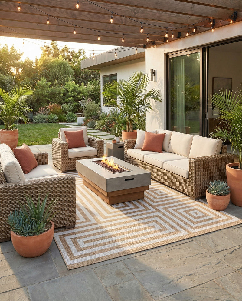 Urban Terrace Collection Area Rug -  Flatiron Rectangle Taupe  lifestyle 20