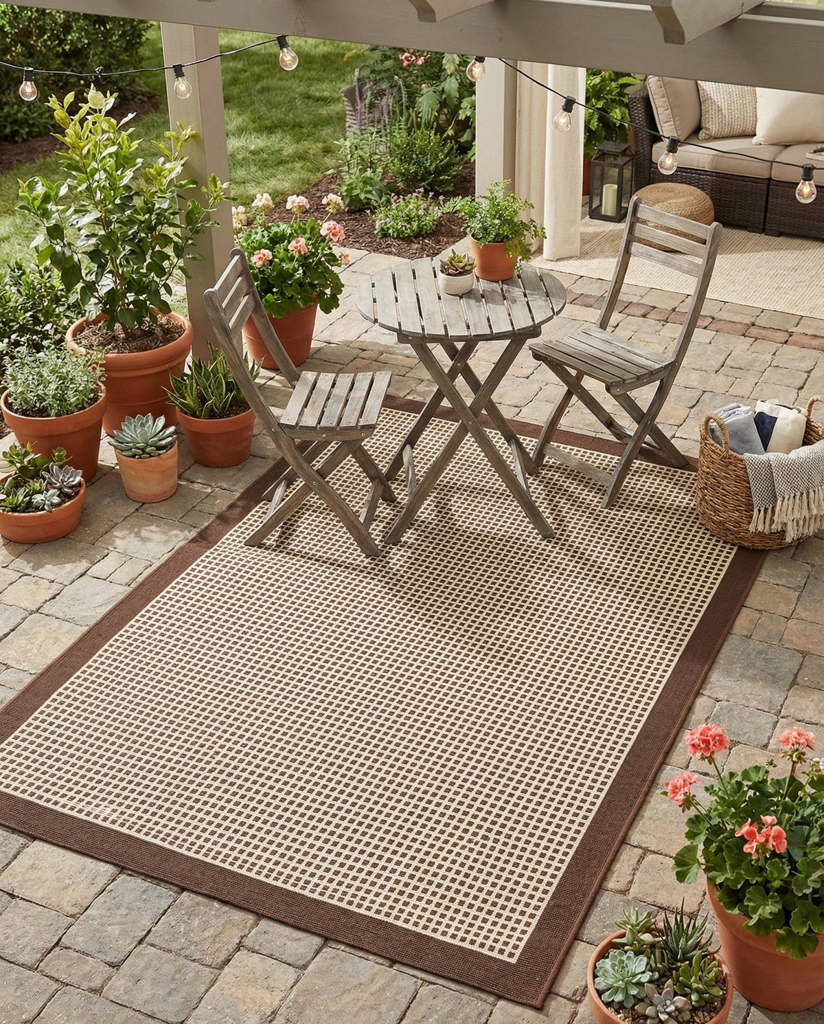 Terrace Fringe Collection Area Rug - Oceanside Rectangle Brown  lifestyle 24