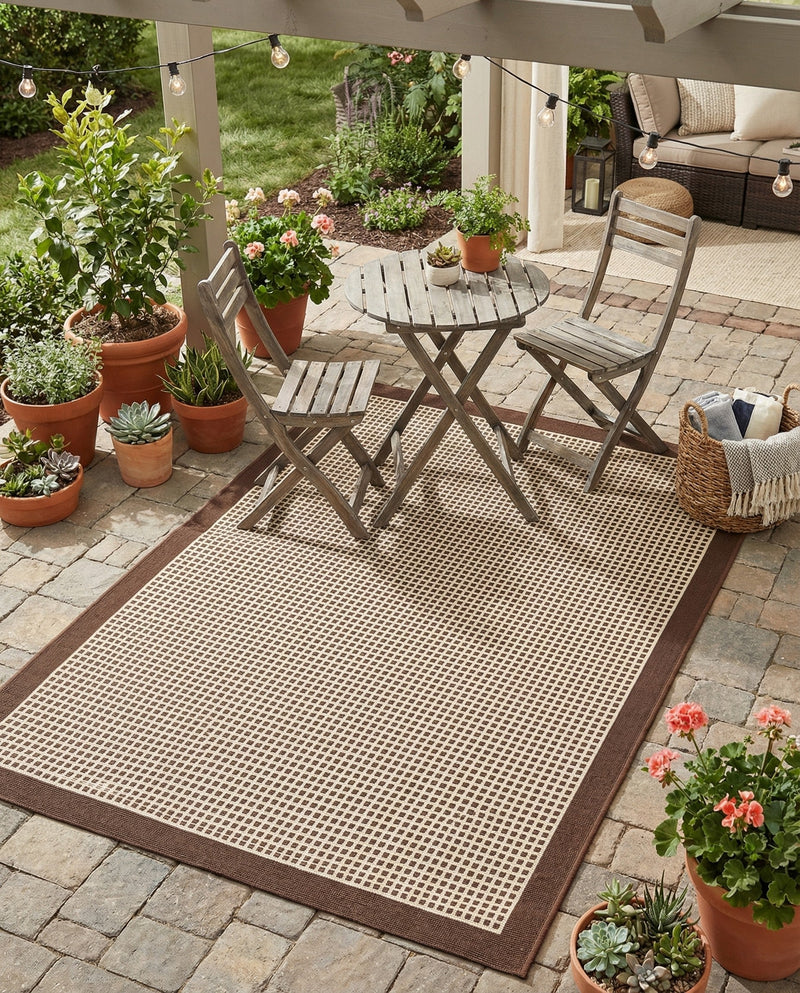 Terrace Fringe Collection Area Rug - Oceanside Rectangle Brown  lifestyle 24