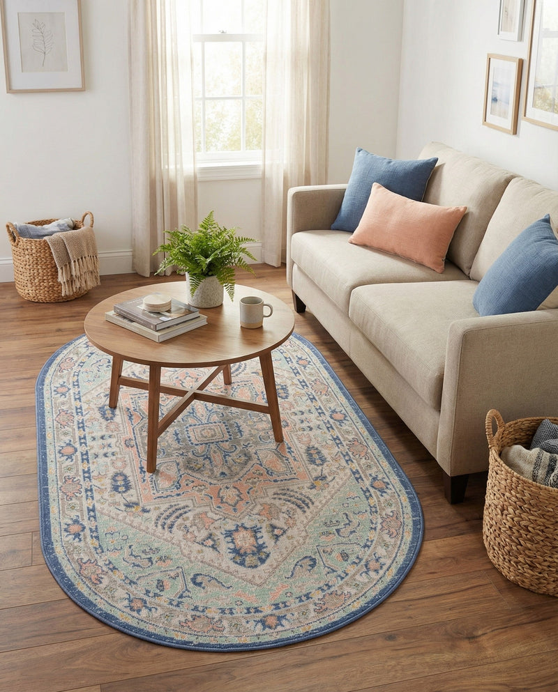 Savannah Series Collection Area Rug - Charleston (Multi) Oval Multi  lifestyle 63