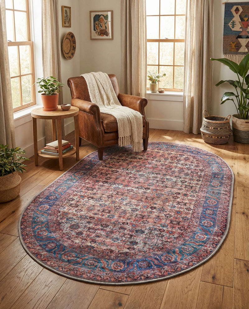 Zahara Oasis Collection Area Rug -  Meknes Oval Antique Pink  lifestyle 80