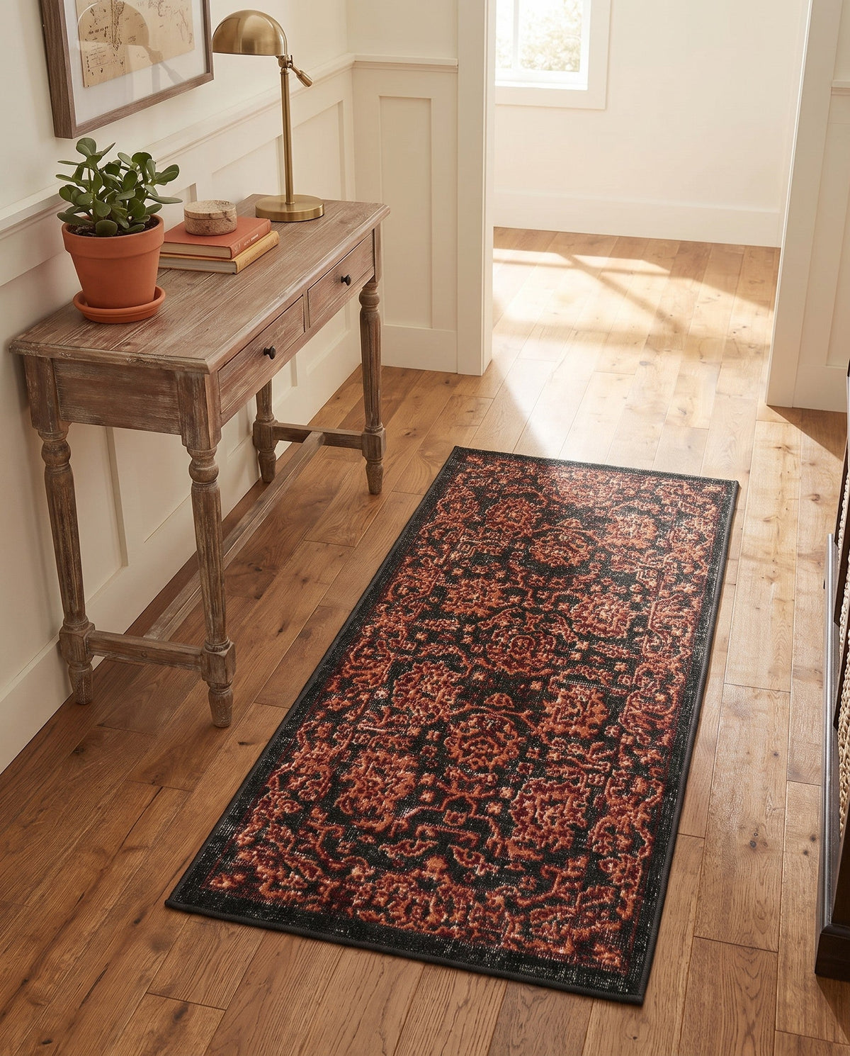 Geneva Terrace Collection Area Rug -  Lausanne Runner Black  lifestyle 187