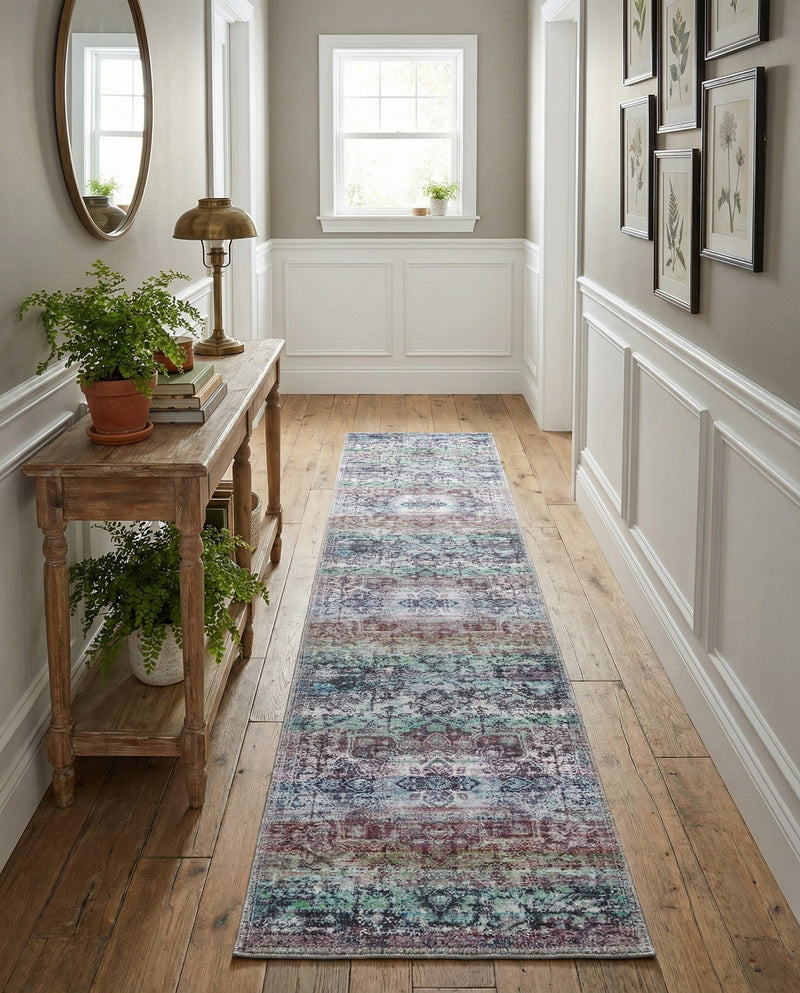 Baroque Era Collection Area Rug - Versailles (Blue Green) Runner Blue Green  lifestyle 40