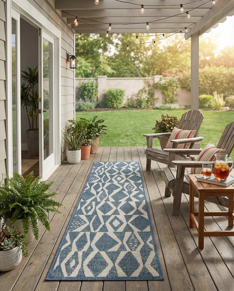 Coastal Terrace Collection Area Rug -  Tidepool Runner Blue  lifestyle 39