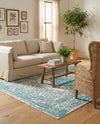 Patio Heritage Collection Area Rug -  Lafayette (Aqua) Rectangle Aqua  lifestyle 13