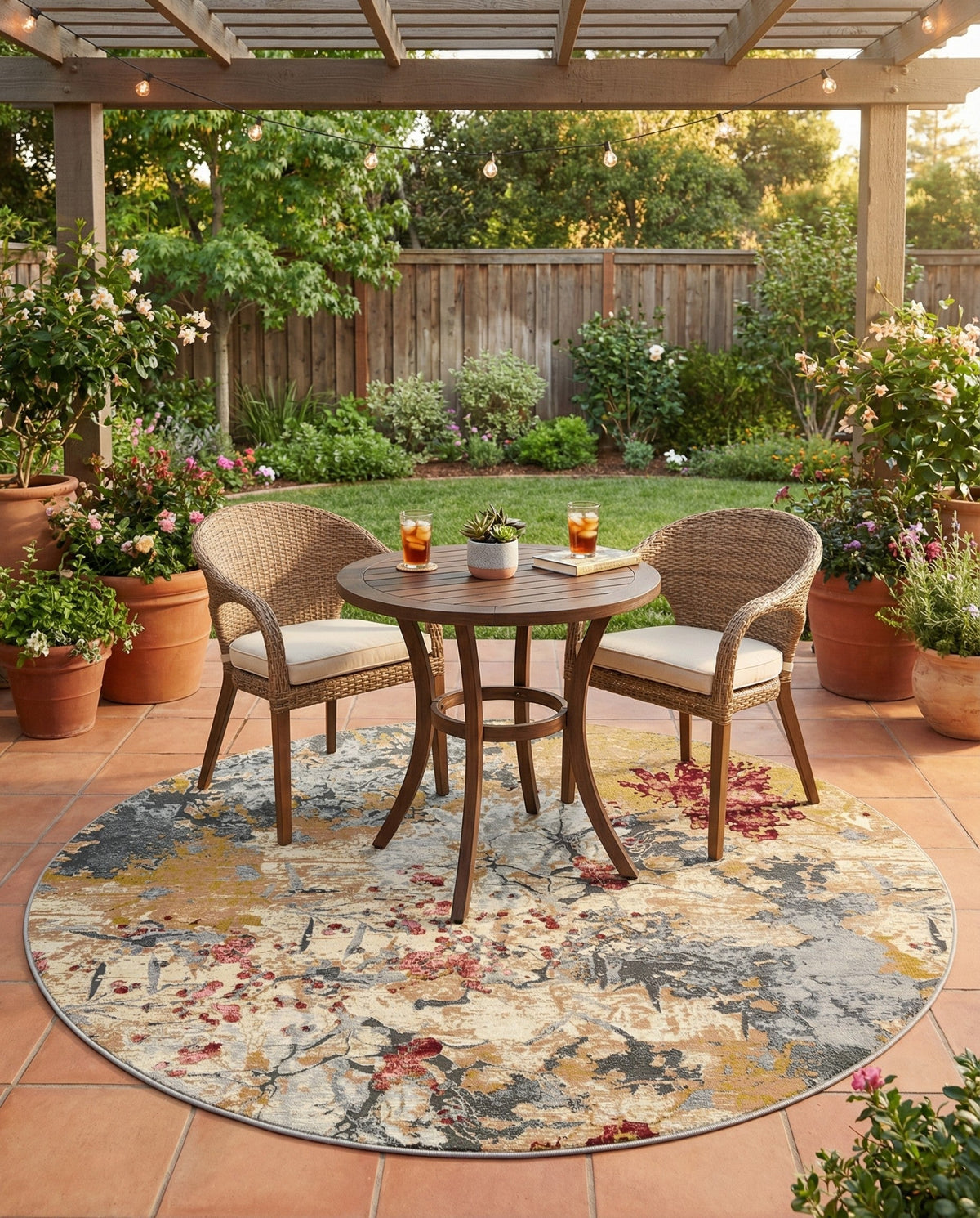 Urban Terrace Collection Area Rug -  Alcove Round Multi  lifestyle 74