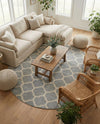 Lattice Gardens Collection Area Rug -  Bloomfield (Light Gray) Round Light Gray  lifestyle 45